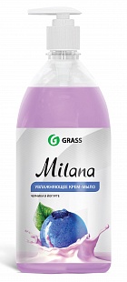 Жидкое крем-мыло "Milana" черника в йогурте с дозатором (флакон 1000 мл) фото